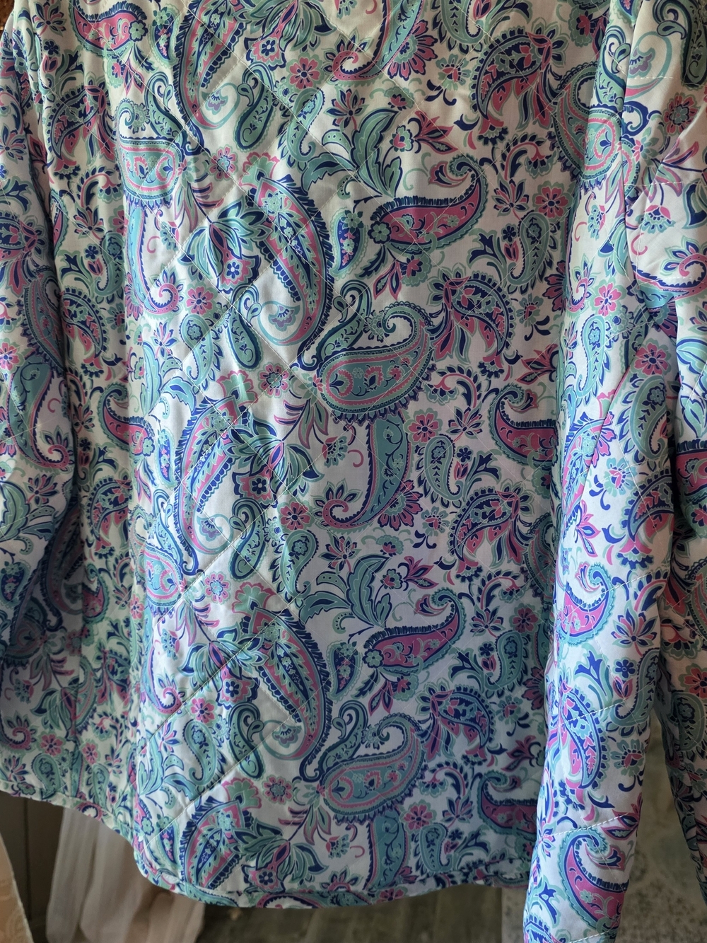 Paisley Button-Front Blazer Jacket in Teal & Pink - Picture 6 of 6